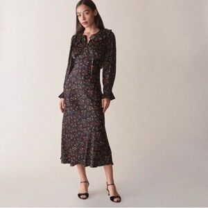 Doen Solaire Windswept Wildflower Peter Pan collar Midi Dress Modest formal XXL